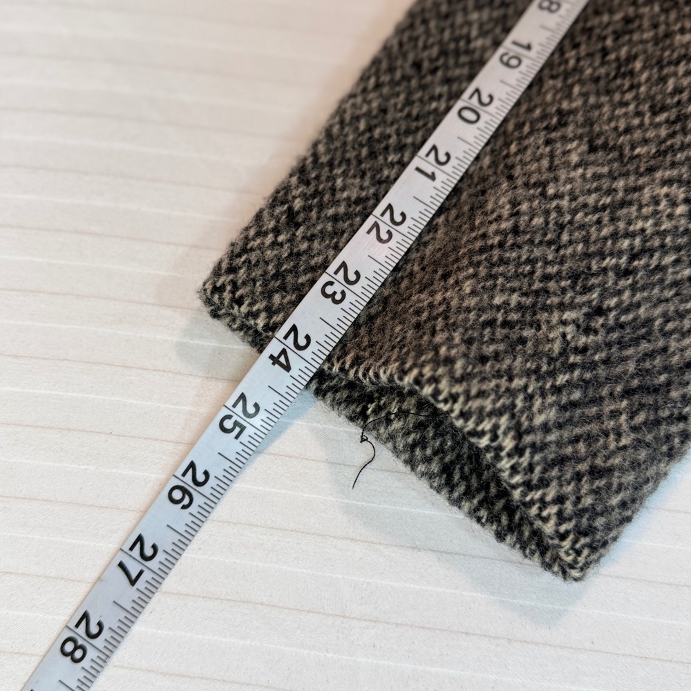 Vintage 100% Wool Herringbone Overcoat Mens Grey Long Trench Coat Made in USA - Picture 6 of 11